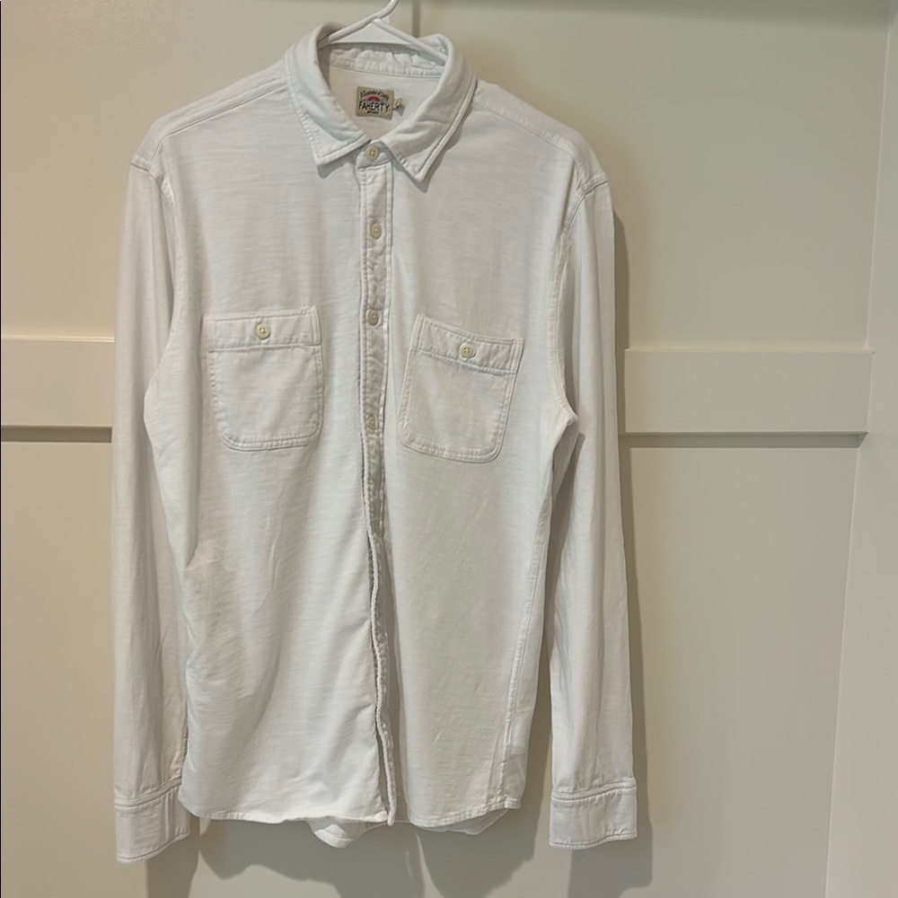 Faherty Men's Cream Casual Button-Down Shirt